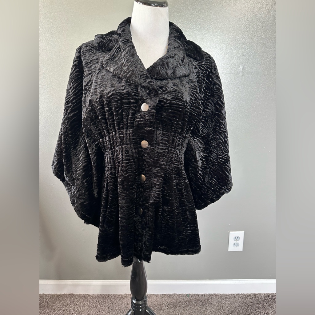 A.B.S By Allen Schwartz Womenâs Oversize Xs Black Textured Batwing Cape Jacket